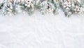 Christmas background with xmas tree on white creased background. Merry christmas greeting card, frame, banner. Royalty Free Stock Photo