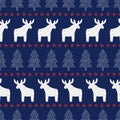 Christmas background - Xmas trees, deers and stars. Royalty Free Stock Photo