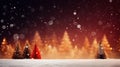 Christmas background with xmas trees and sparkle bokeh lights on blurred Christmas tree background illustrate by Generative AI Royalty Free Stock Photo