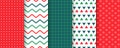 Christmas backgrounds. Seamless patterns. Red, green prints. Vector illustration