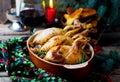 The Christmas baked quails with mushrooms