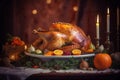 Christmas baked turkey candles. Generate AI Royalty Free Stock Photo