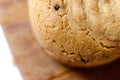 Christmas bakery. Closeup of golden peanut butter cookies on white background Royalty Free Stock Photo