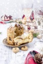 Christmas baking with berries in Italy. Traditional sweets for the winter holidays. Light background and festive food Royalty Free Stock Photo