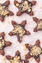 Christmas baking - homemade chocolate cookies with sprinkles and baking ingredients Royalty Free Stock Photo