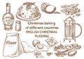 Christmas baking. Ingredients.English christmas pudding.England