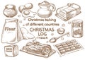 Christmas baking. Ingredients.Christmas log.Frace