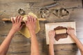 Christmas baking, mother and daughter together made Royalty Free Stock Photo