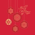 Christmas ball background. Doodle winter Christmas holiday greeting card Royalty Free Stock Photo