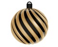 Christmas Ball In Black And Gold Color. Twisted Christmas Ball On White Background. 3D Rendering.