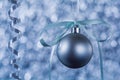 Christmas ball on blue abstract bokeh background Royalty Free Stock Photo