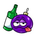 Christmas ball bottle alcohol drunk cartoon