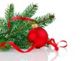 Christmas ball with branch firtree Royalty Free Stock Photo