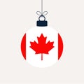Christmas ball with canada flag. Greeting card Vector illustration. Merry Christmas Ball with Flag isolated on white background Royalty Free Stock Photo