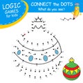 Christmas Ball. Connect the dots by numbers to draw the Christmas Toy. Winter symbol. Dot to dot Game and Coloring Page Royalty Free Stock Photo