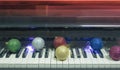 Christmas ball or Christmas decoration ball Put on the piano Giving the feeling of a new year event Or Christmas events Royalty Free Stock Photo