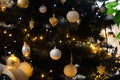 Christmas ball decorations on the Xmas tree during holidays. Royalty Free Stock Photo
