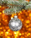 Christmas ball on fir branch Royalty Free Stock Photo