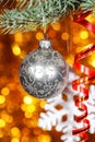 Christmas ball on fir branch Royalty Free Stock Photo