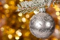 Christmas ball on fir tree branch Royalty Free Stock Photo