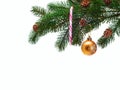 Christmas ball on green spruce branch Royalty Free Stock Photo