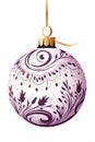Christmas ball Hand drawn Pattern illustration in christmas purple colors on white background, christmas theme in american and Royalty Free Stock Photo