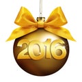 Christmas ball, happy new year 2016 golden text