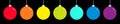 Christmas ball icon set line. Rainbow color. Happy New Year sign symbol bauble toy. Black background. Isolated. Flat design style Royalty Free Stock Photo