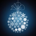 Christmas ball made of snowflakes, vector blue background Royalty Free Stock Photo