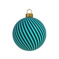 Christmas ball New Year`s Eve decoration black blue convolution lines bauble wintertime hanging adornment souvenir.