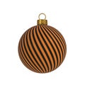 Christmas ball New Year`s Eve decoration black orange convolution lines bauble wintertime hanging adornment souvenir. Royalty Free Stock Photo