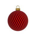 Christmas ball New Year`s Eve decoration black red convolution lines bauble wintertime hanging adornment souvenir. Royalty Free Stock Photo