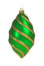 Christmas ball New Year`s Eve decoration golden green convolution lines bauble wintertime hanging adornment souvenir.