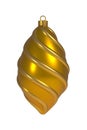 Christmas ball New Year`s Eve decoration golden yellow convolution lines bauble wintertime hanging adornment souvenir.