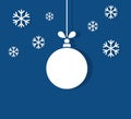 Christmas ball ornament and snowflakes on blue background Royalty Free Stock Photo