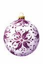 Christmas ball Pattern illustration in christmas purple colors on white background, christmas theme in american and boho style. Royalty Free Stock Photo