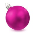 Christmas ball pink shiny, Christmas bauble sparkling, traditional decoration isolated on white background. 3d rendering. Royalty Free Stock Photo