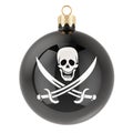 Christmas ball with piracy flag, 3D rendering