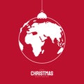 Christmas Ball with planet. Merry xmas time. Winter holiday. Red. Royalty Free Stock Photo