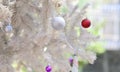 Christmas Ball , Presents, Santa claus and Christmas light on christmas tree with bokeh background. Royalty Free Stock Photo