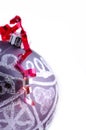 Christmas ball with red ribbon Royalty Free Stock Photo