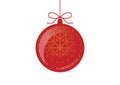 Red Christmas ball decoration with ribbon icon vector