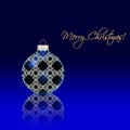Christmas ball with reflection on blue