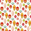 Christmas ball seamless pattern colourful winter holiday xmas decoration sphere new year festival flat design vector