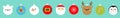 Christmas ball set line. Penguin, snowman, Santa Claus, bear, deer face. Belt, holly berry, snowflake, candy cane. Bauble toy. Royalty Free Stock Photo