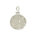 Christmas ball of silver glitter on white background Royalty Free Stock Photo