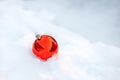Christmas ball on snow. Royalty Free Stock Photo