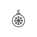 Christmas ball snowflake outline icon