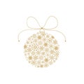 Christmas ball of snowflakes. Christmas ball with a bow. Vector illustration isolated on a white background. Royalty Free Stock Photo