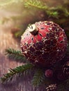 Christmas ball on spruce twigs Royalty Free Stock Photo